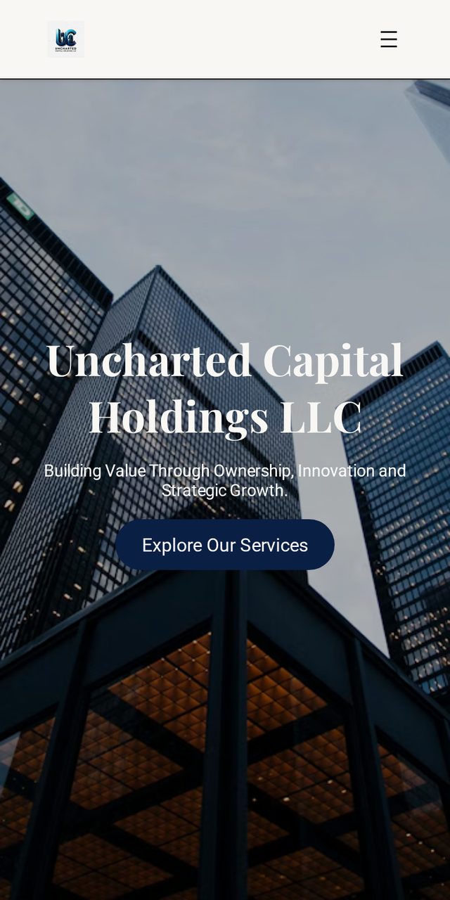 Uncharted Capital Holdings mobile layout